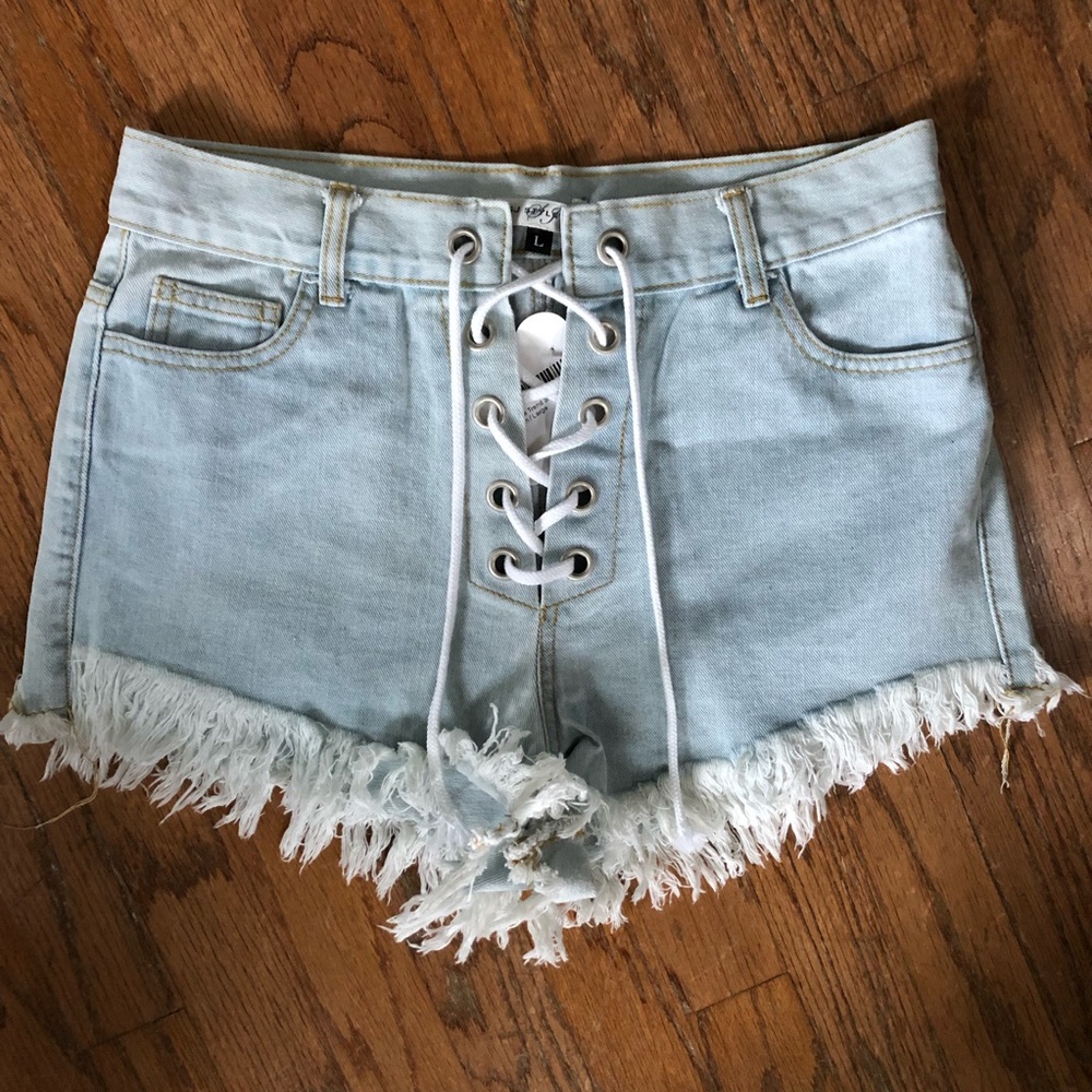 High waisted denim shorts